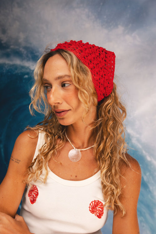 Lenço Crochê Vermelho